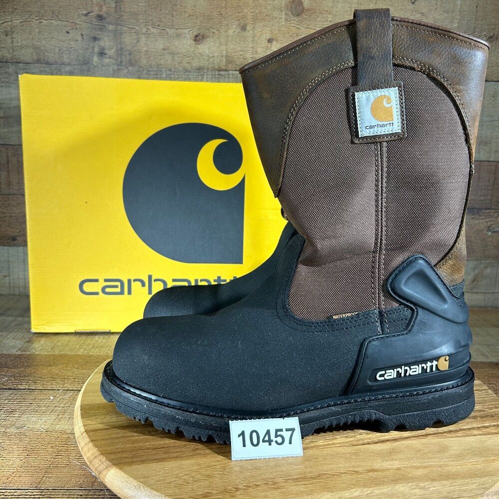 Carhartt Boots Mens 12 Brown Safety Toe Waterproof Slip Resistant Electrical Haz